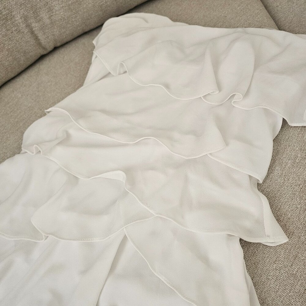 BCBG Max Azria White Ruffled mini dress